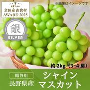 贈答用シャインマスカット2kg（3～4房）【銀賞受賞】／本気農場いけだ 約2kg（3～4房） 果物や野菜などのお取り寄せ宅配食材通販産地直送アウル