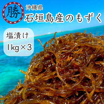 石垣島産塩漬けもずく1kg×3 1kg入り 魚介類/海藻通販