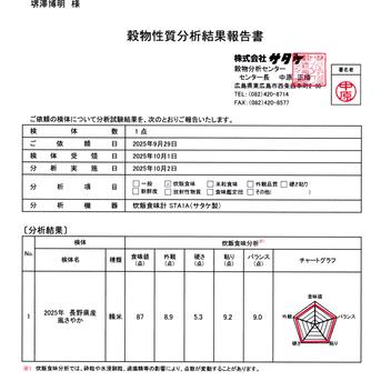 令和7年産新米風さやか 炊飯食味値87点極上米 白米10kg ｜ 米・穀物/米