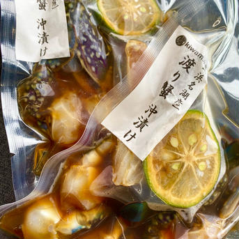 【浜名湖産】渡り蟹(ガザミ)の沖漬け小2杯入り約200g×3パック 小2杯入り約200g×3パック 魚介類/魚介の加工品通販