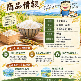 令和8年産 新米コシヒカリ ｜ 米・穀物/米/精米 産直アウル 農家