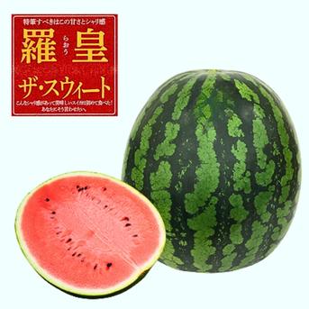 旬祭限定】《予約》尾花沢スイカ大玉 金色羅皇＋羅皇ザ・スウィート4 L